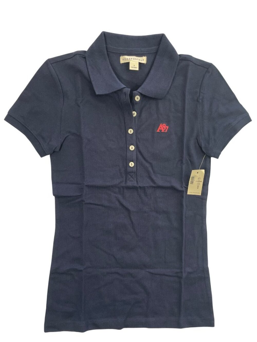 Aeropostale Navy A87 Polo Casual Shirt Small Cotton/Spandex Women's Size S NWT